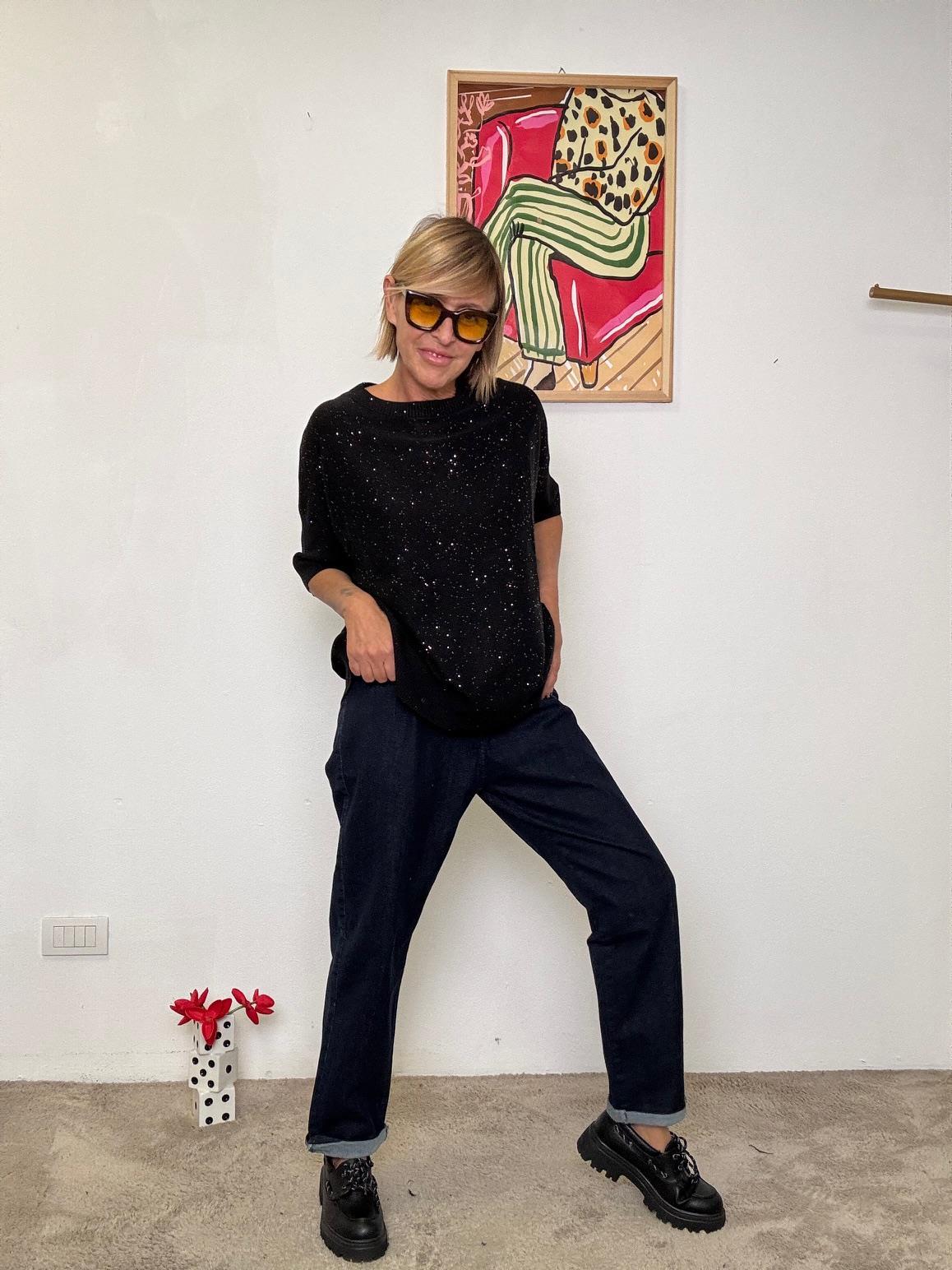 SUSY STAR - MAGLIA OVER NERO STAZ23808 / NERO SUSY STAR 