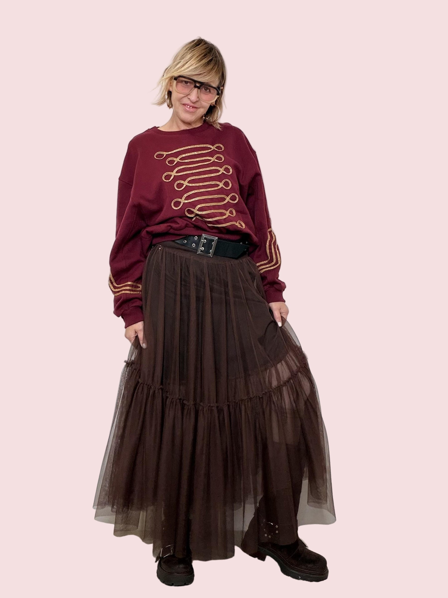 SOUVENIR - GONNA TULLE ROCK CON CINTURA MORO S38M1532/ MORO SOUVENIR 