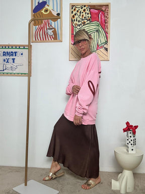 FEMALE - Felpa Oversize "Happy Mood"  Comfort con Personalità!  ROSA R51109/ ROSA FEMALE 