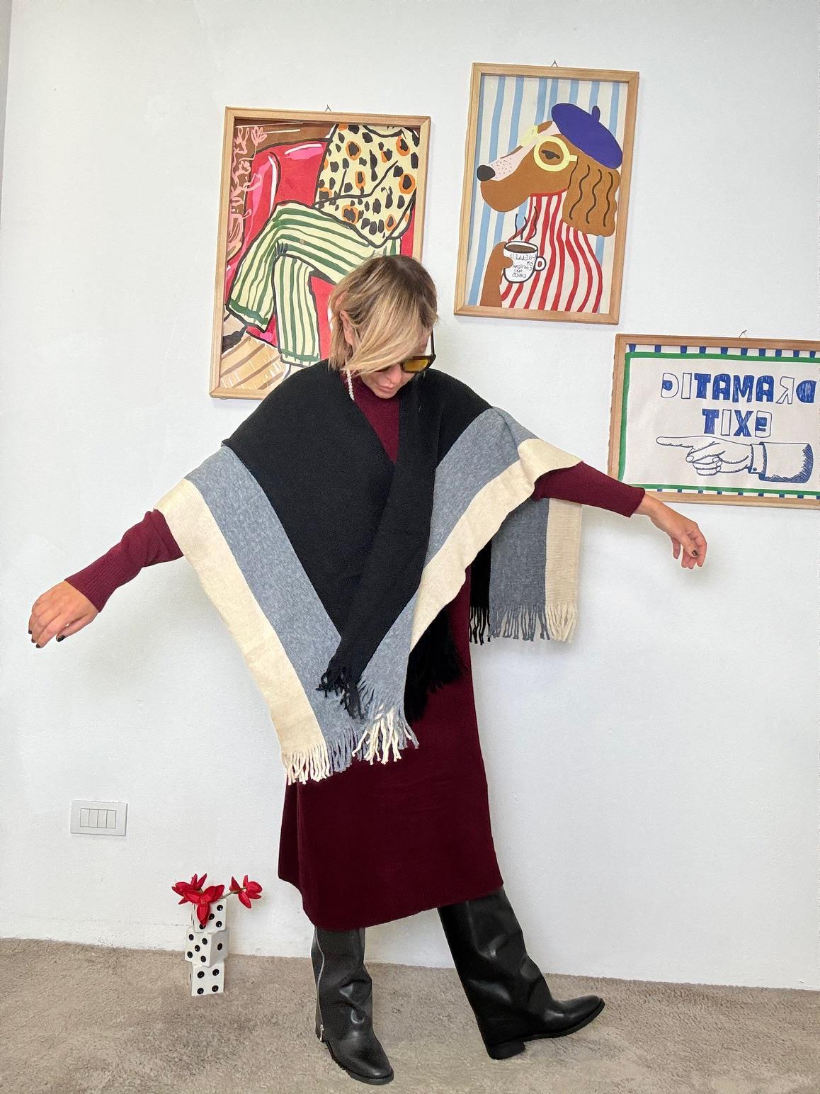 FEMALE - MANTELLA SOFT BLOCK  IL TUO ABBRACCIO DI STILE CO97000/ NERO/GRIGIO FEMALE 