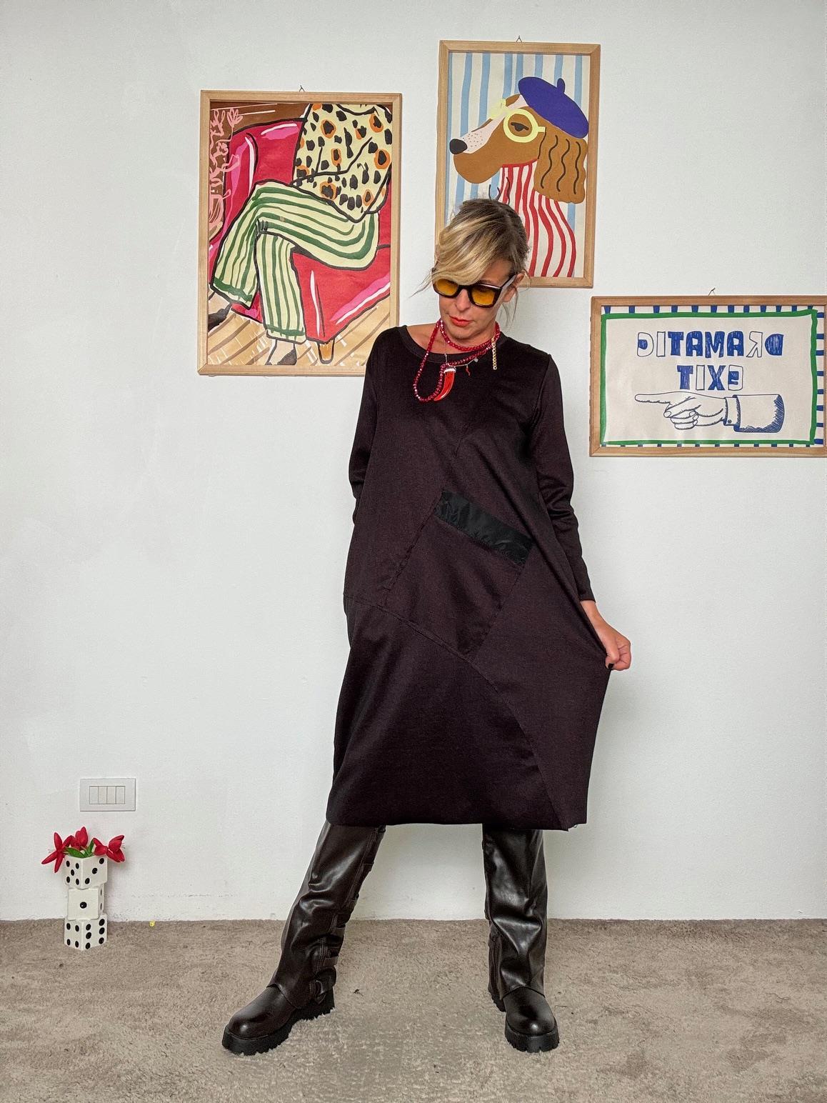 FEMALE - Abito Over con Tasca a Contrasto vino 36582SSXWTH/ VINO FEMALE 