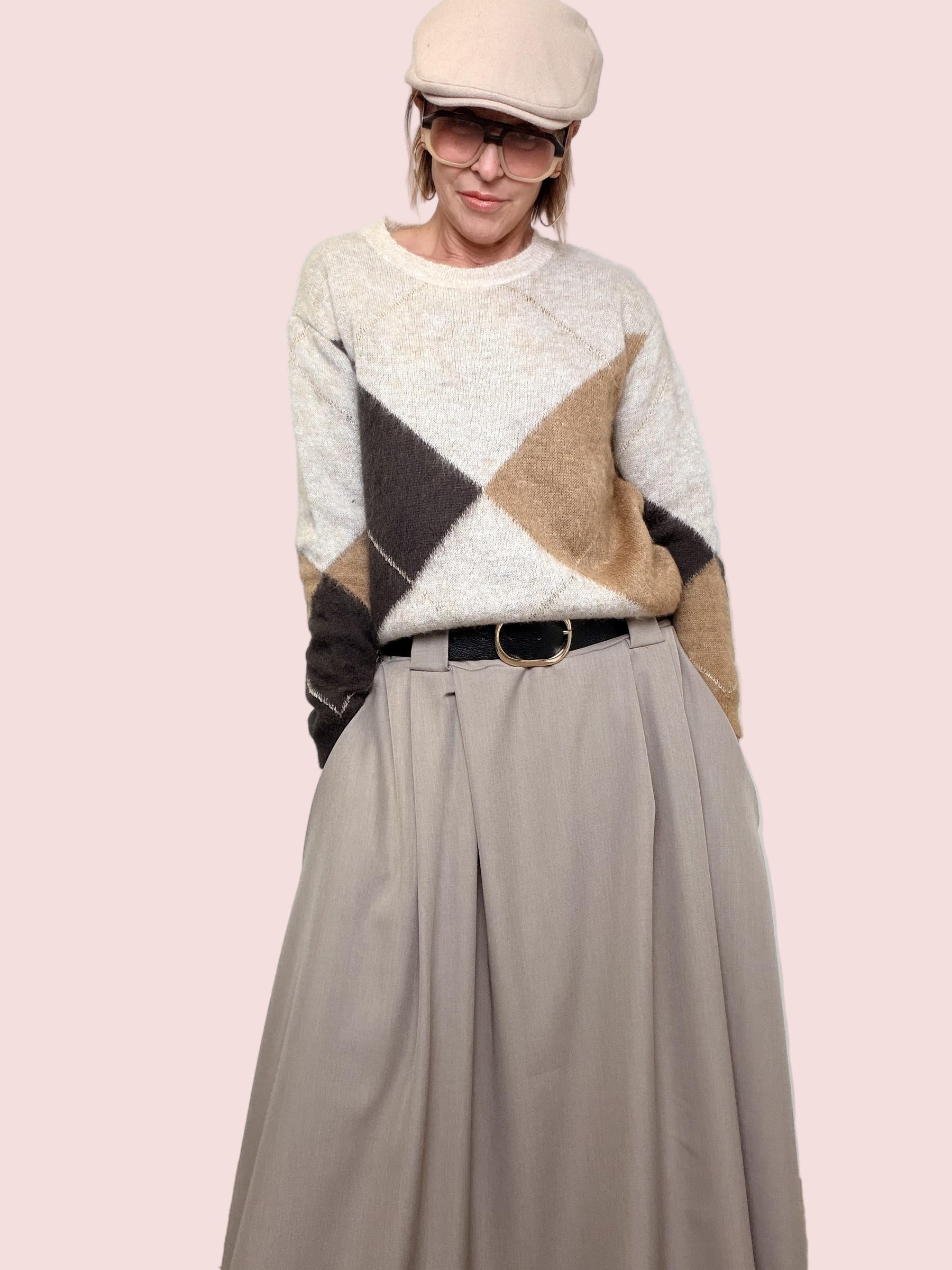 MAGLIA GEOMETRY SOFT  Coccola di stile Z38R0177/ BURRO SOUVENIR 