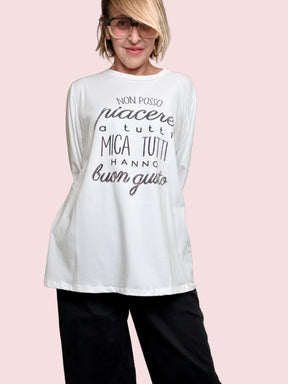 SUSY STAR - T-shirt Ironica Good Vibes STL12/ BIANCO SUSY STAR 