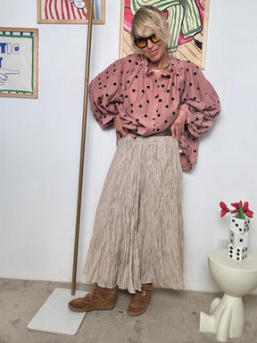 FEMALE - Gonna Lunga Plissé Effetto Stropicciato  Libertà di Movimento, Stile Naturale BEIGE W5852/ BEIGE FEMALE 