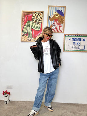 DEJA VU - Giubbotto in ecopelle effetto cool A25IS605/ NERO DEJA VU 