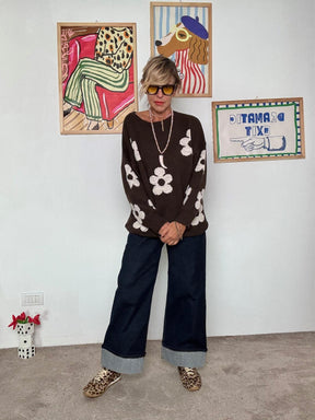 DEJA VU - Maglia oversize con maxi fiori MORO A25SS408/ MORO DEJA VU 