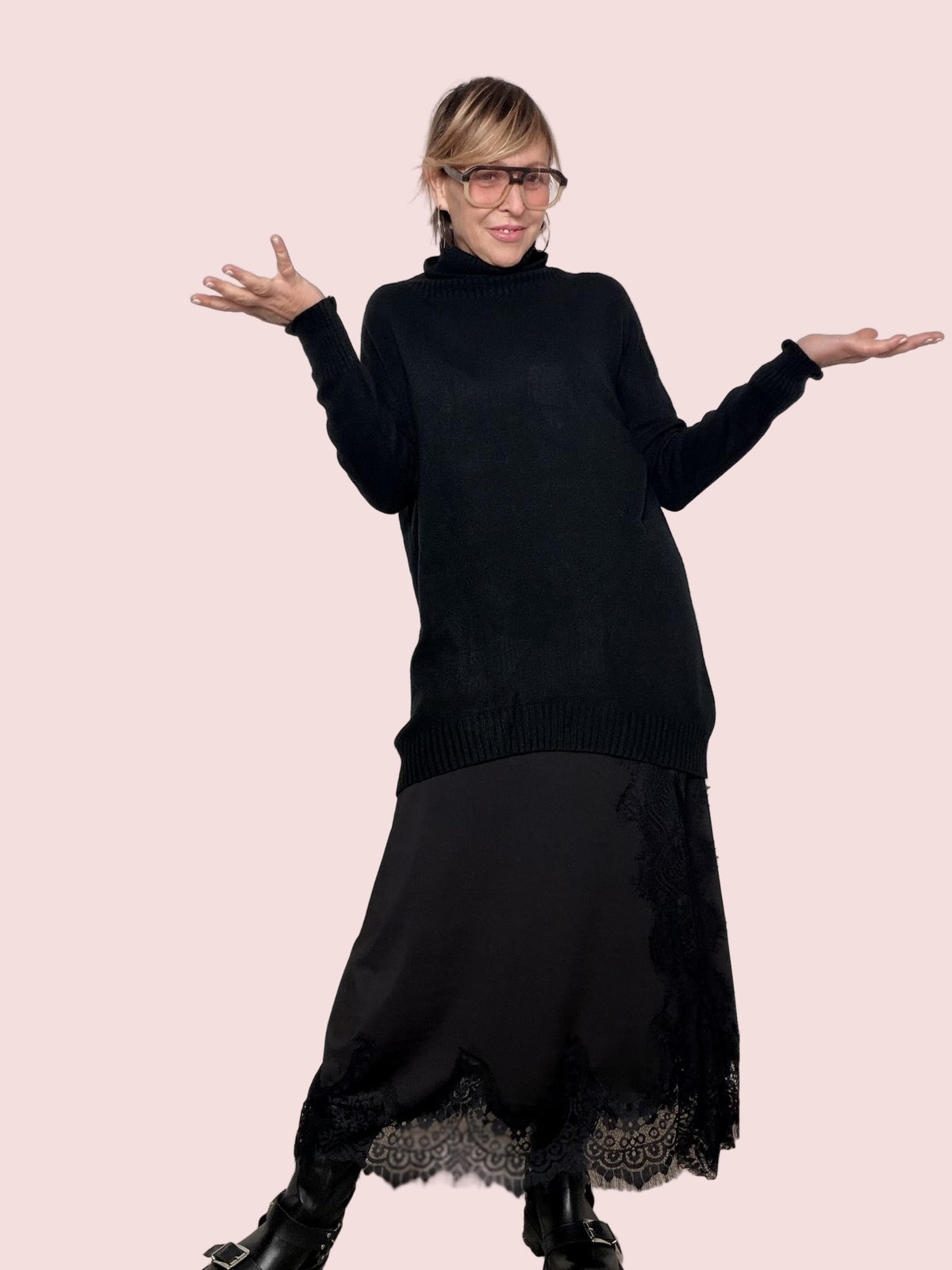 SOUVENIR - Maxi Maglia Cozy Chic NERO B36D1571/ NERO SOUVENIR 