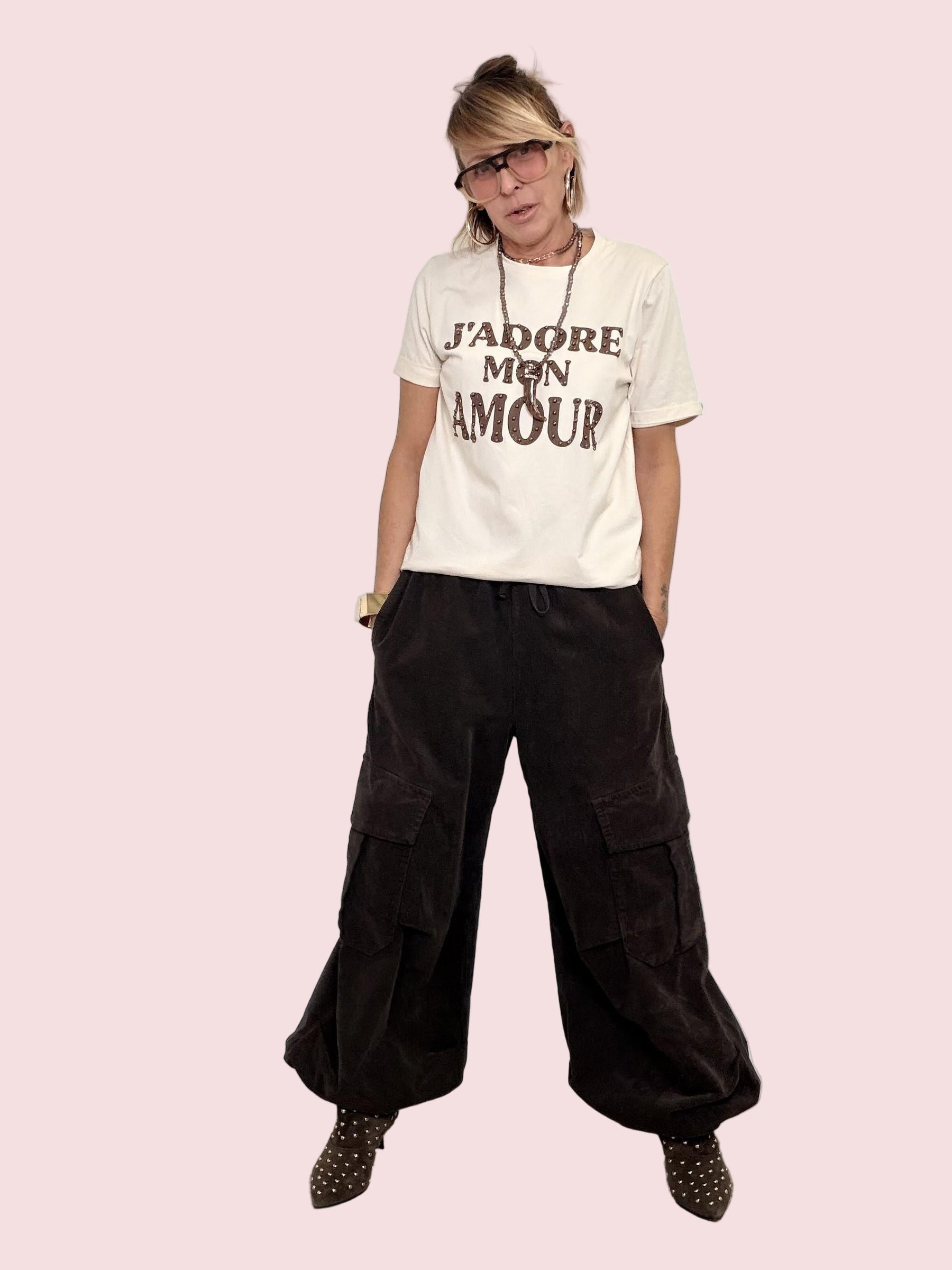 PHILIA LOFT - PANTALONE CORDUROY CARGO D01E0834/ MORO PHILIA LOFT 