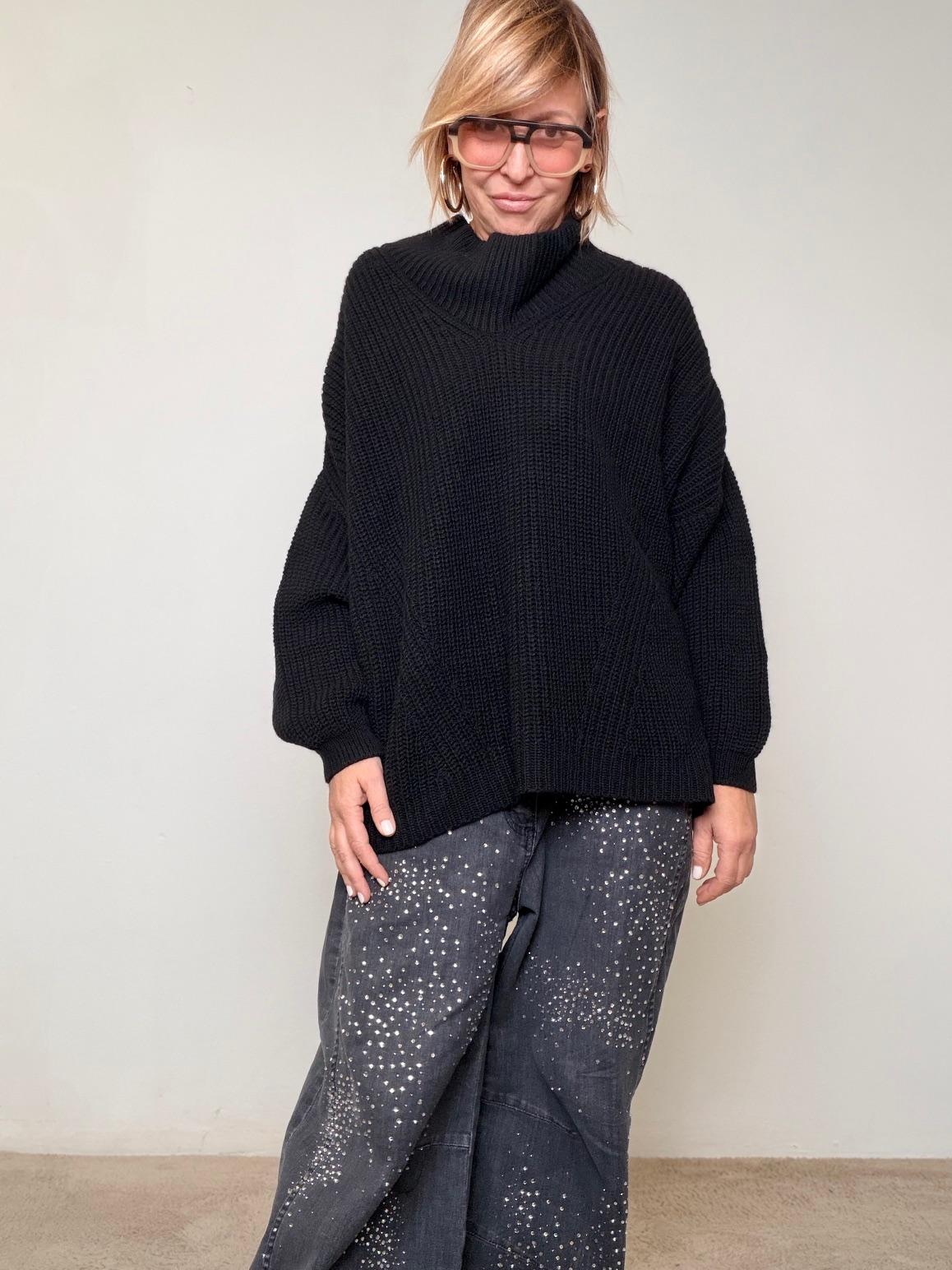 SUSY STAR - MAGLIA SOFT COLLAR NERA 354704/ NERO SUSY STAR 