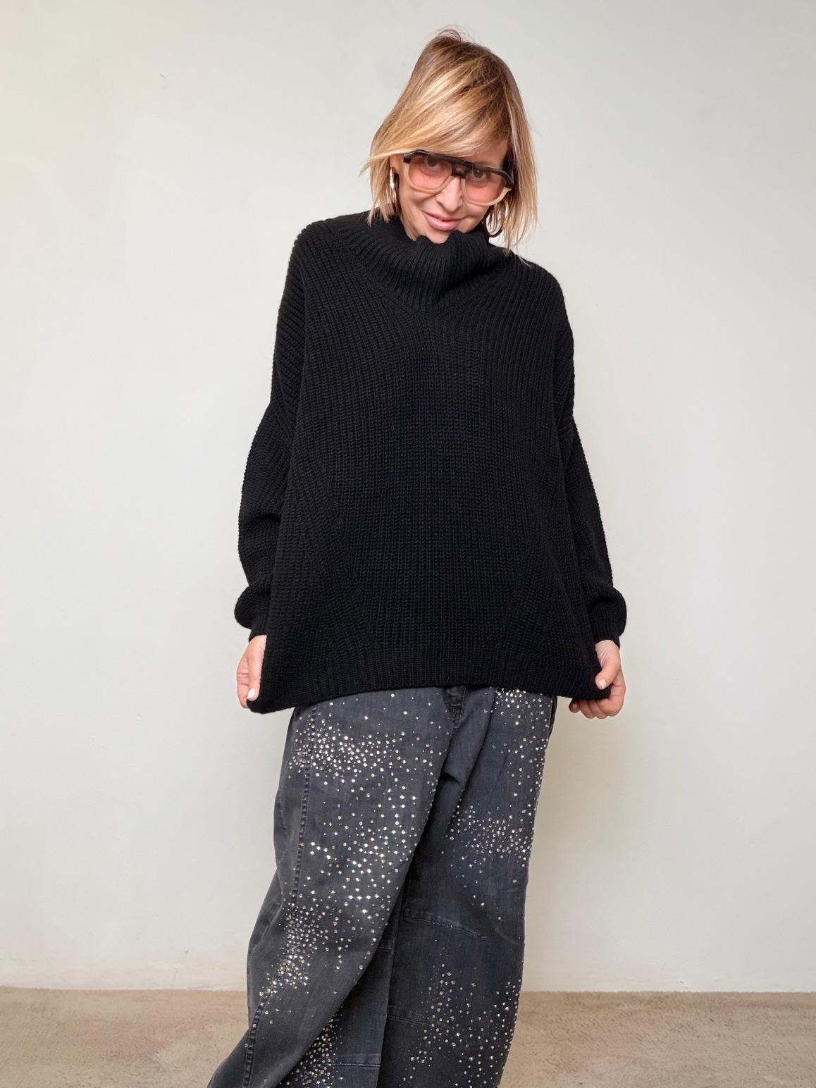 SUSY STAR - MAGLIA SOFT COLLAR NERA 354704/ NERO SUSY STAR 