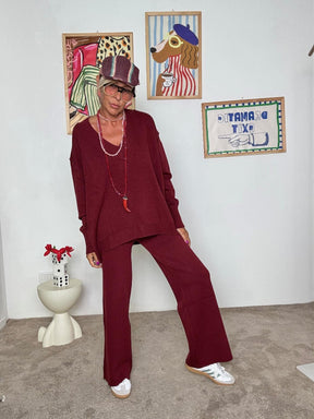 HAVE ONE - Completo in maglina  comfort elegante con un tocco sporty-chic vino HNC-P002B/ VINO HAVE ONE 