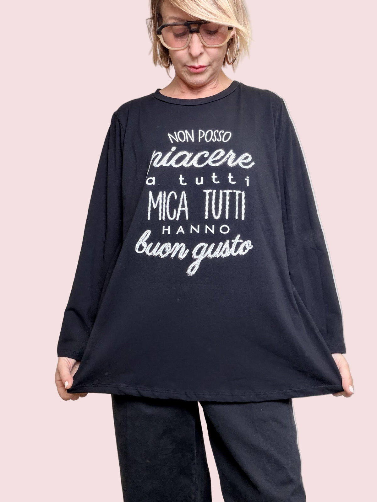 SUSY STAR - T-shirt Ironica Good Vibes STL12/ NERO SUSY STAR 