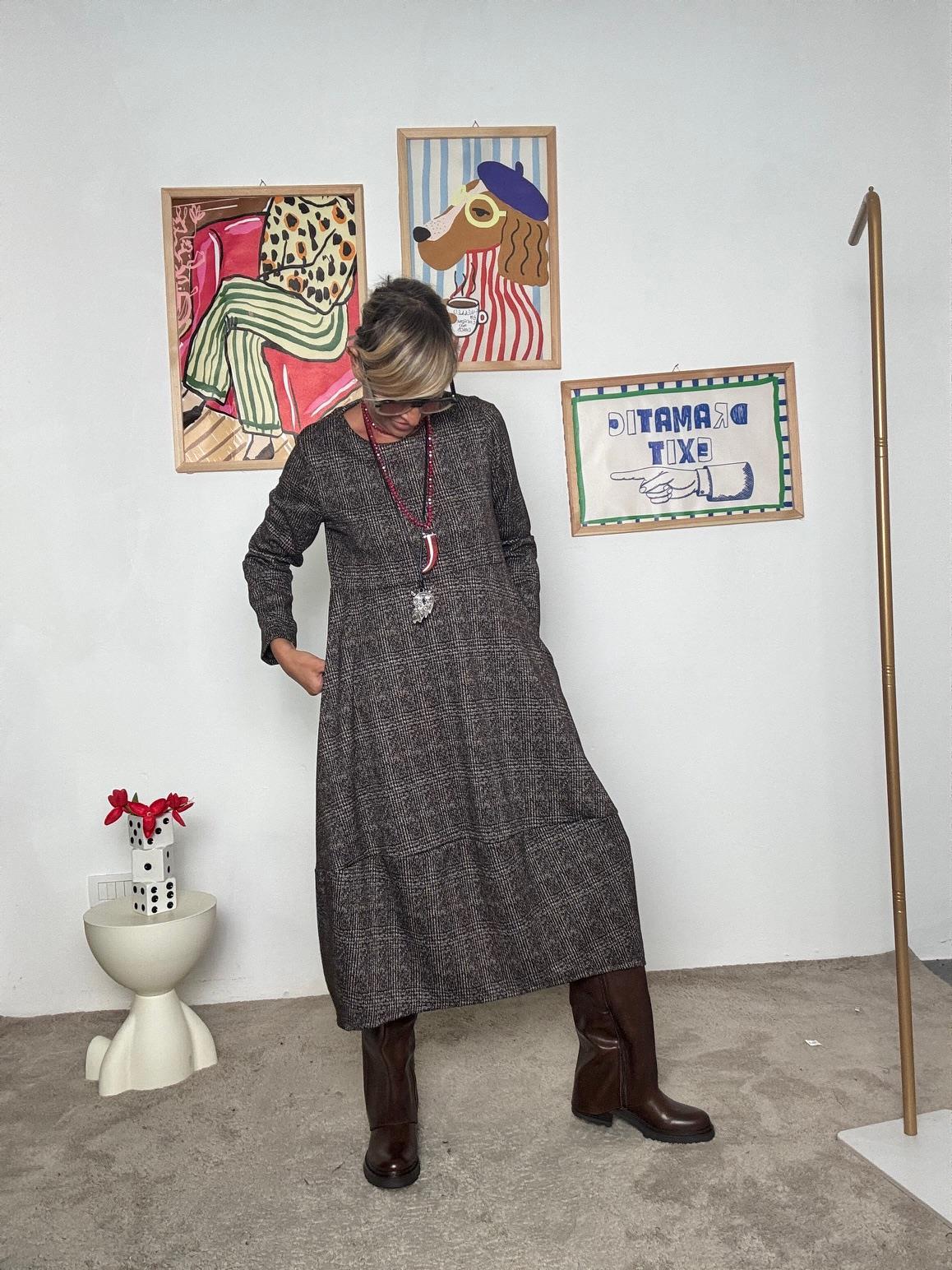 FEMALE - Abito a ovetto  comfort, stile e silhouette contemporanea 36190ZZTH/ CHECK MARRONE FEMALE 