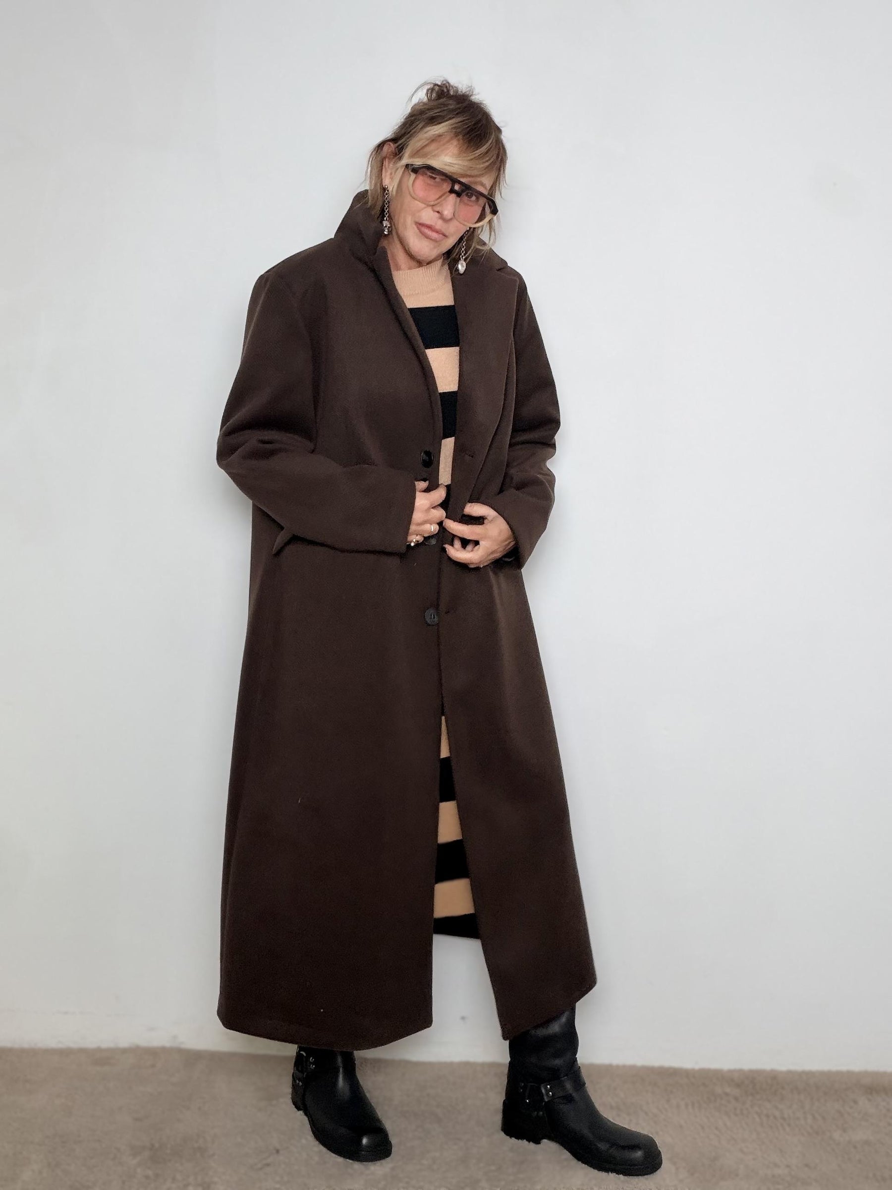 SUSY STAR  -Cappotto Back Button ST7021MIL/ MORO SUSY STAR 