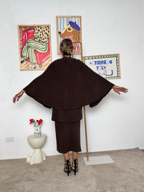 FEMALE - Giacca mantella donna elegante con top integrato  stile chic e sofisticato LA90015/ MORO FEMALE 