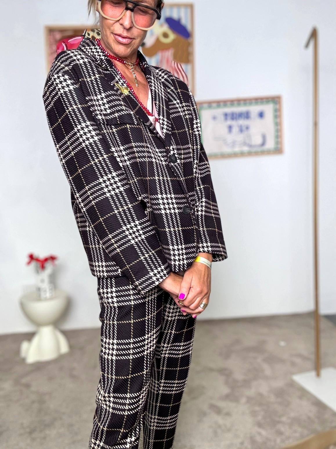 SOUVENIR - Giacca a quadri  il mix perfetto tra stile classico e spirito moderno S38M0306/ MORO SOUVENIR 