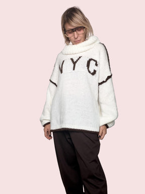 FEMALE - Maglione NYC Cozy MORO 65019/ PANNA-MORO FEMALE 