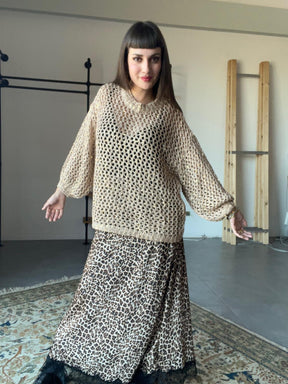 FEMALE_ Cardigan a rete oro "Brilla come vuoi" ZM66008/ ORO FEMALE 