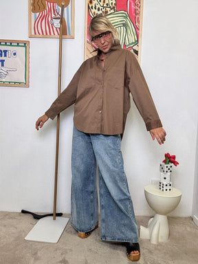 FEMALE - Camicia Over con Tasche  Il Classico che Cambia le Regole JE T'AIME moro WM2515/ MORO FEMALE 