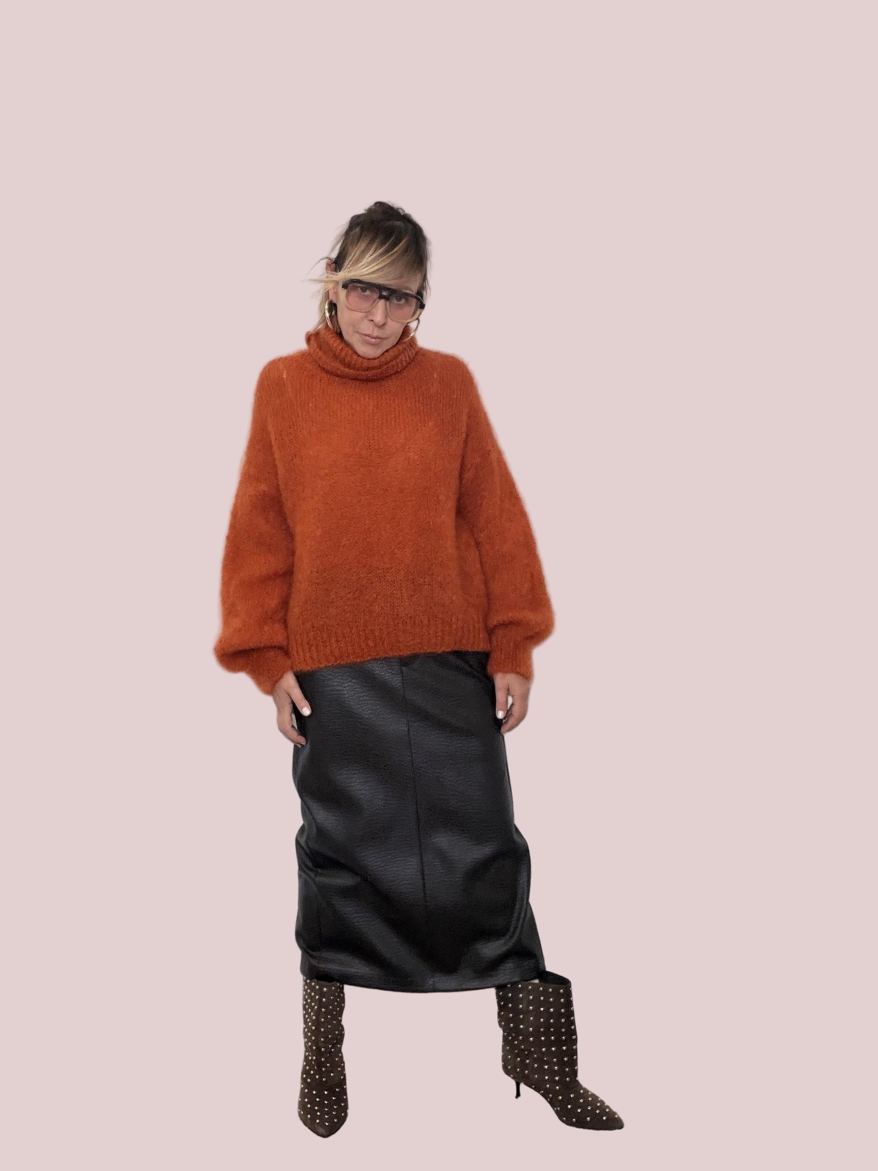 PHILIA LOFT - GONNA ECOPELLE BOTTALATA D01E0222/ MORO PHILIA LOFT 