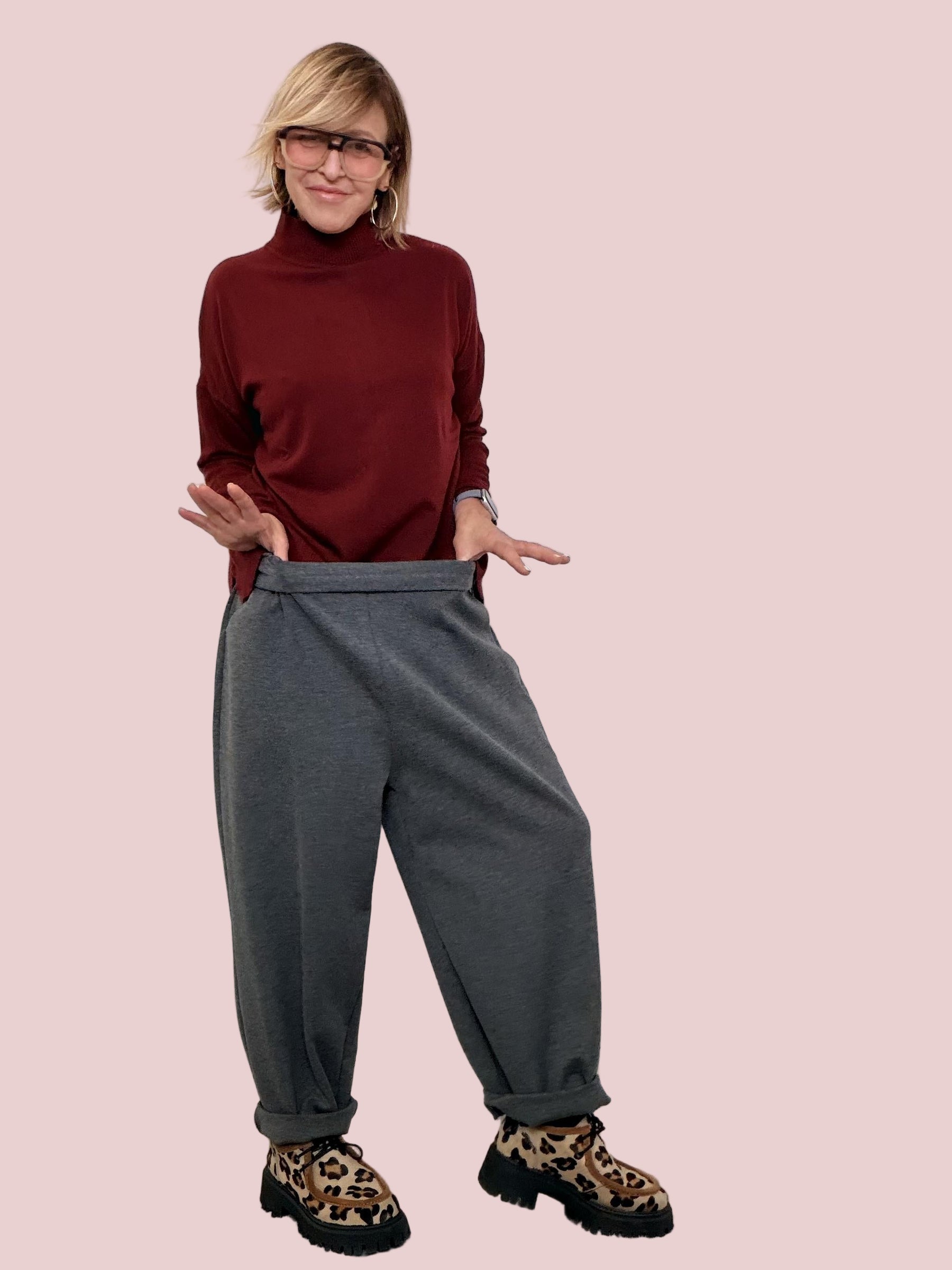 DEJA VU - Pantalone grigio punto milano  Stile urban e comodità senza limiti A25RH207/ GRIGIO DEJA VU 