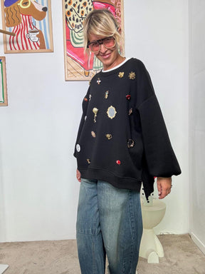 SOUVENIR - Felpa Pin Parade  Un piccolo museo da indossare F38X0144/ NERO SOUVENIR 