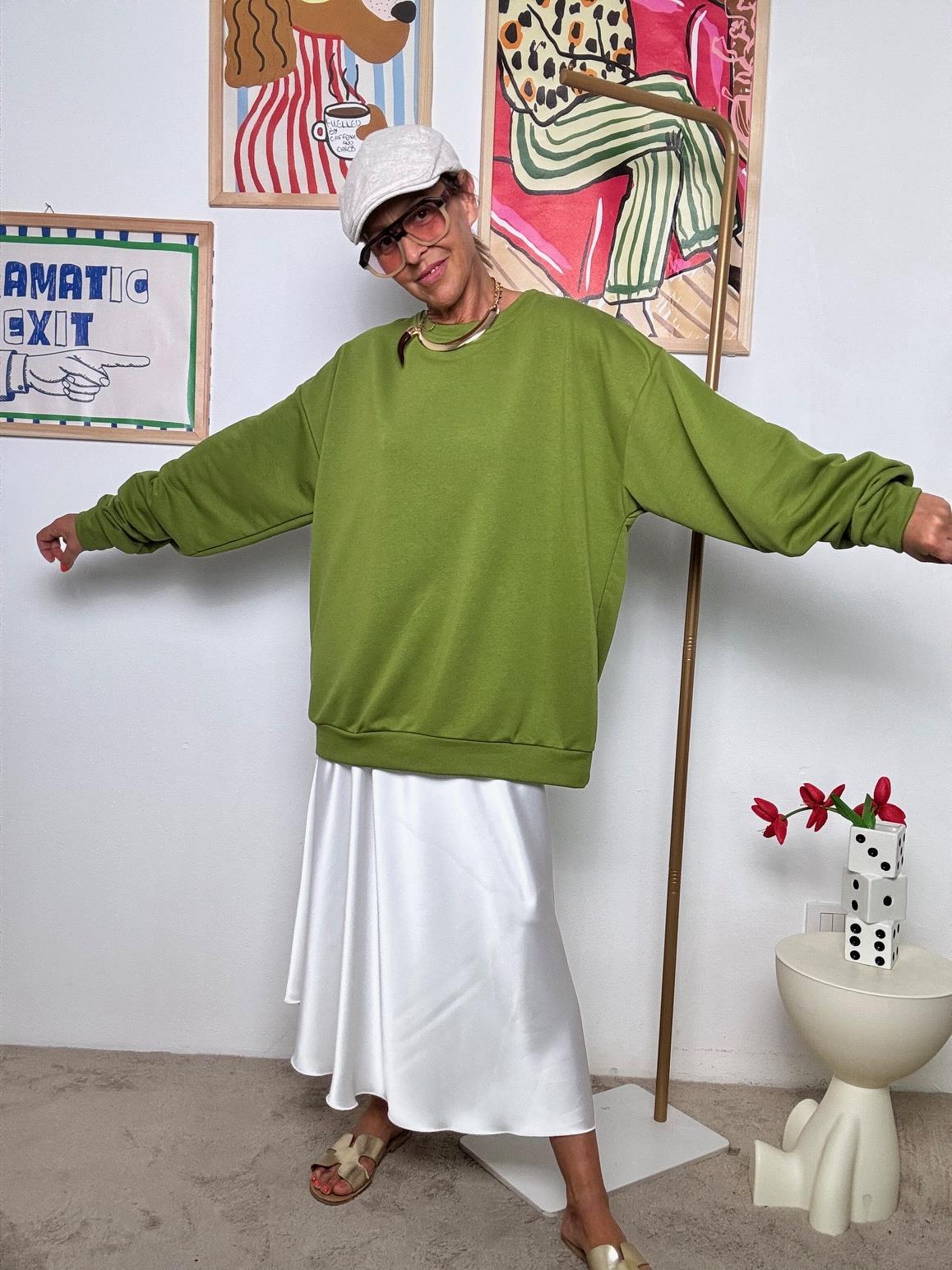 FEMALE - Felpa Oversize "Happy Mood"  Comfort con Personalità! OLIVA R51109/ OLIVA FEMALE 