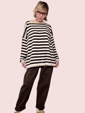 DEJA VU - Maglia Maxi Stripes Soft  la rigata che non ti stanca mai A25SS415/ MORO DEJA VU 