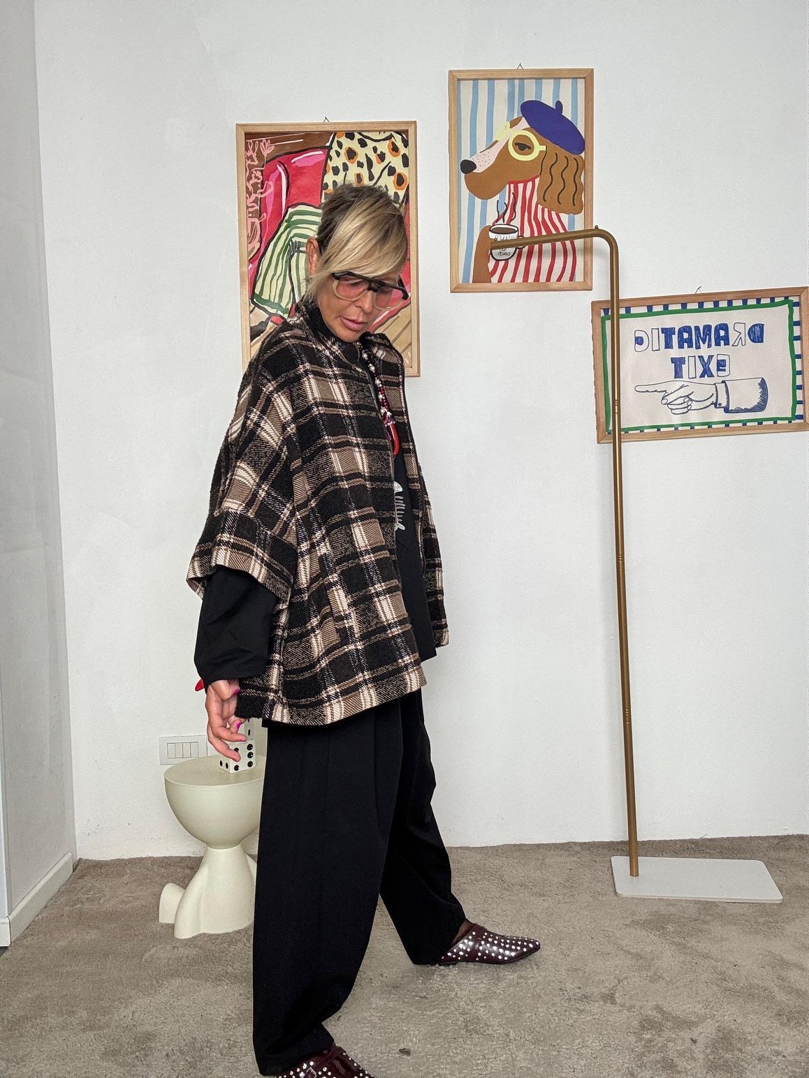 DEJA VU Cappotto corto a quadri in stile over A25LU610/ CHECK DEJA VU 