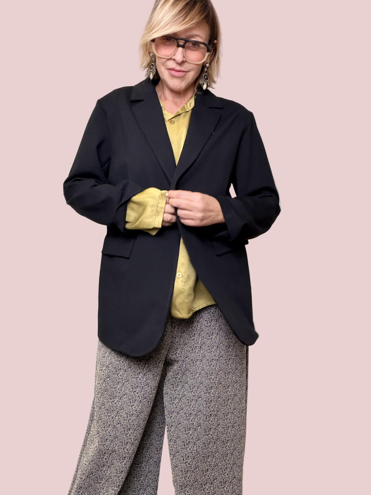 DEJA VU - Giacca in punto Milano nera dal taglio moderno A25AP603/ NERO DEJA VU 