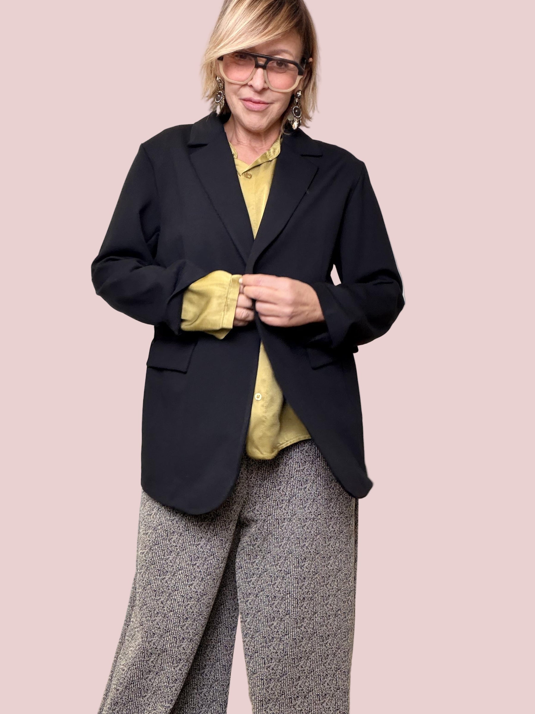 DEJA VU - Giacca in punto Milano nera dal taglio moderno A25AP603/ NERO DEJA VU 