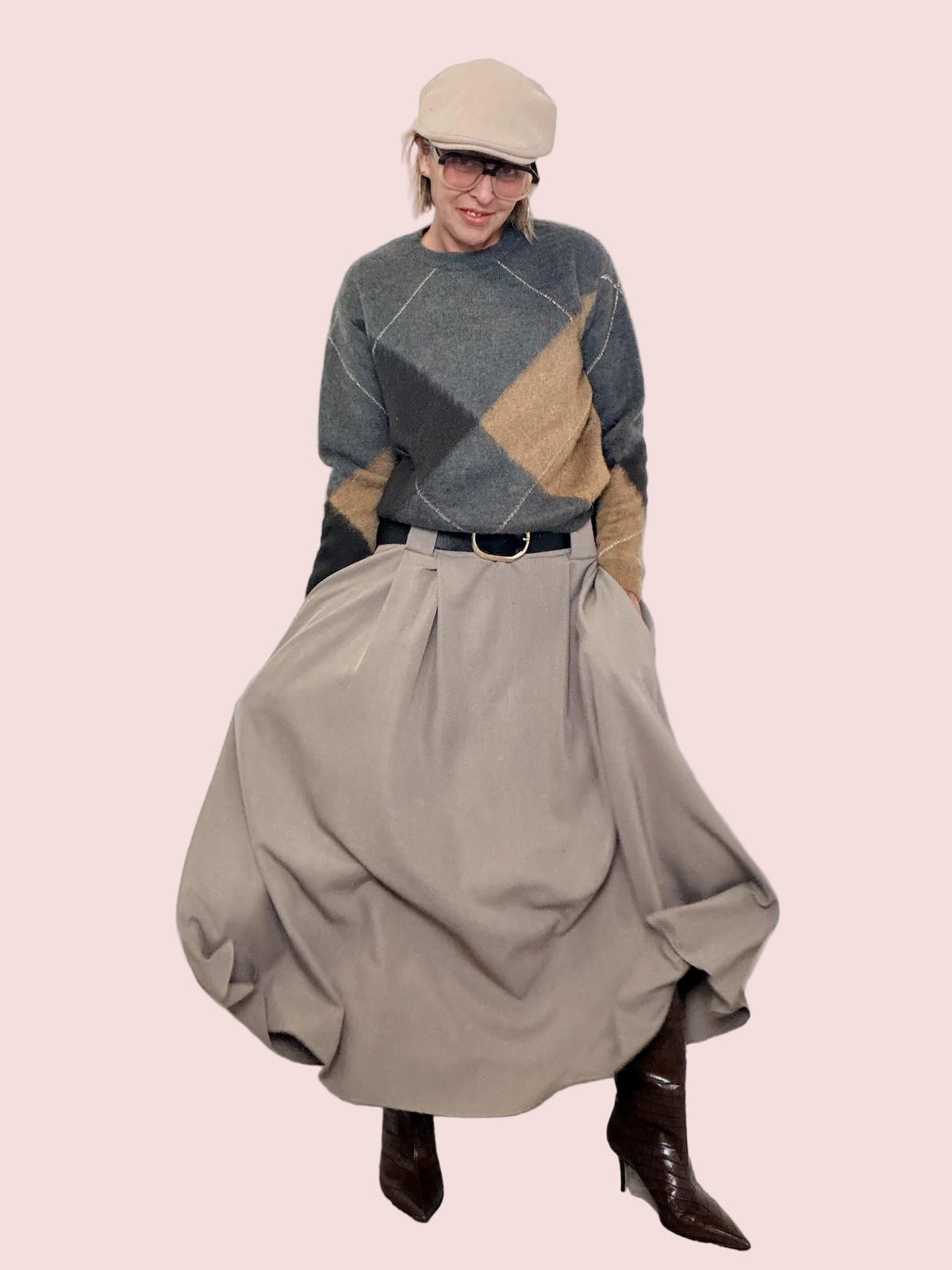 Gonna lunga beige a vita alta BS1696HLLS/ BEIGE FEMALE 