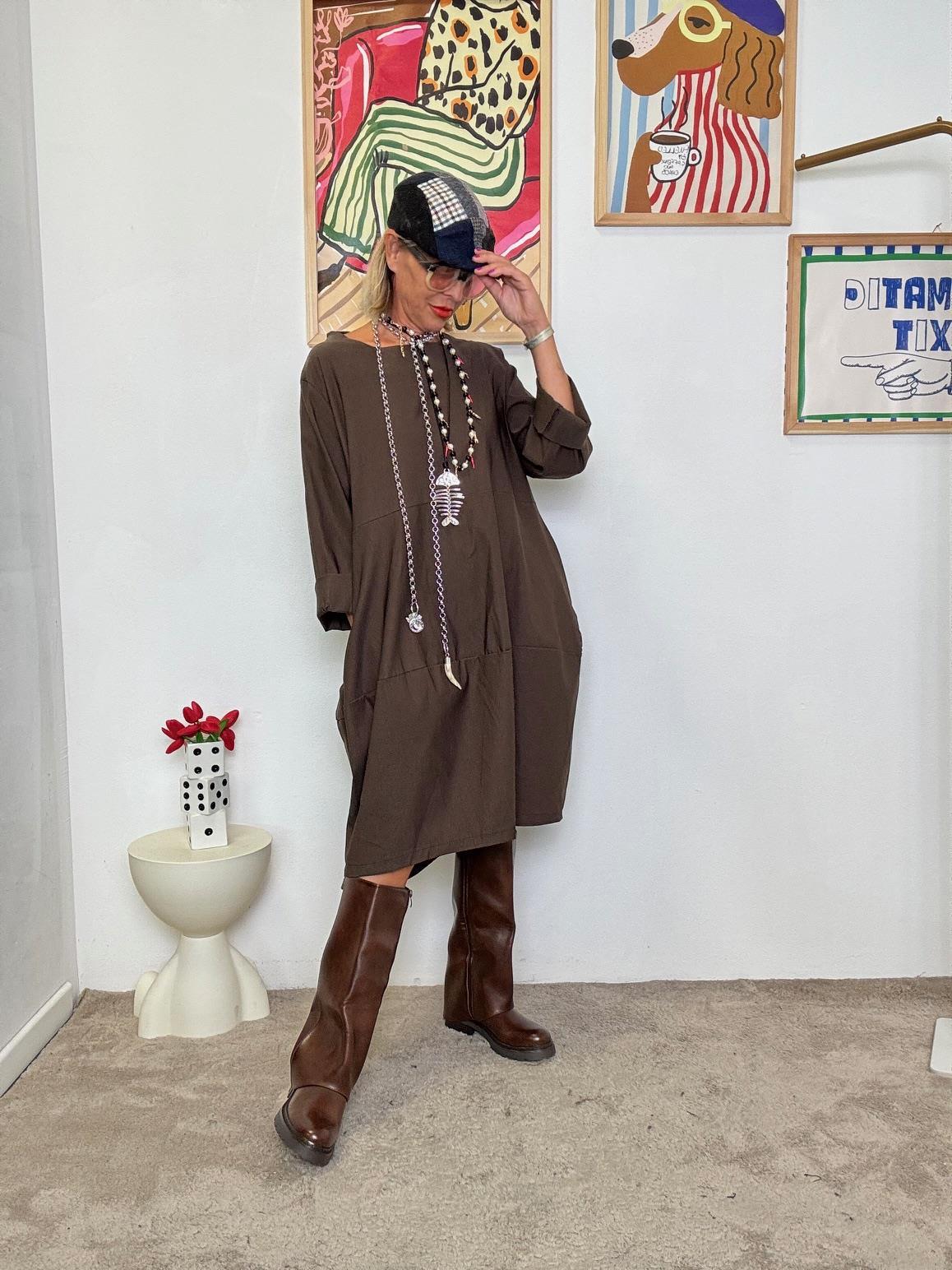 FEMALE  - Abito moro in bengalina donna  comodo, versatile e super chic BS1891/ MORO FEMALE 