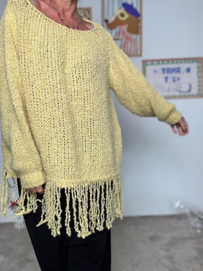 DEJA VU - Maglia oversize con frange decorative giallo A25SS402/ GIALLO DEJA VU 