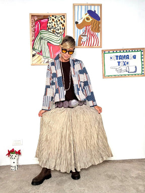 FEMALE - Gonna Lunga Plissé Effetto Stropicciato  Libertà di Movimento, Stile Naturale BEIGE W5852/ BEIGE FEMALE 