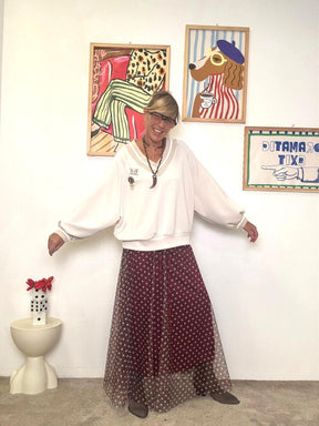 FEMALE - Felpa bianca oversize con scollo a V  Stile casual e ricercato A6835-F9/ PANNA FEMALE 