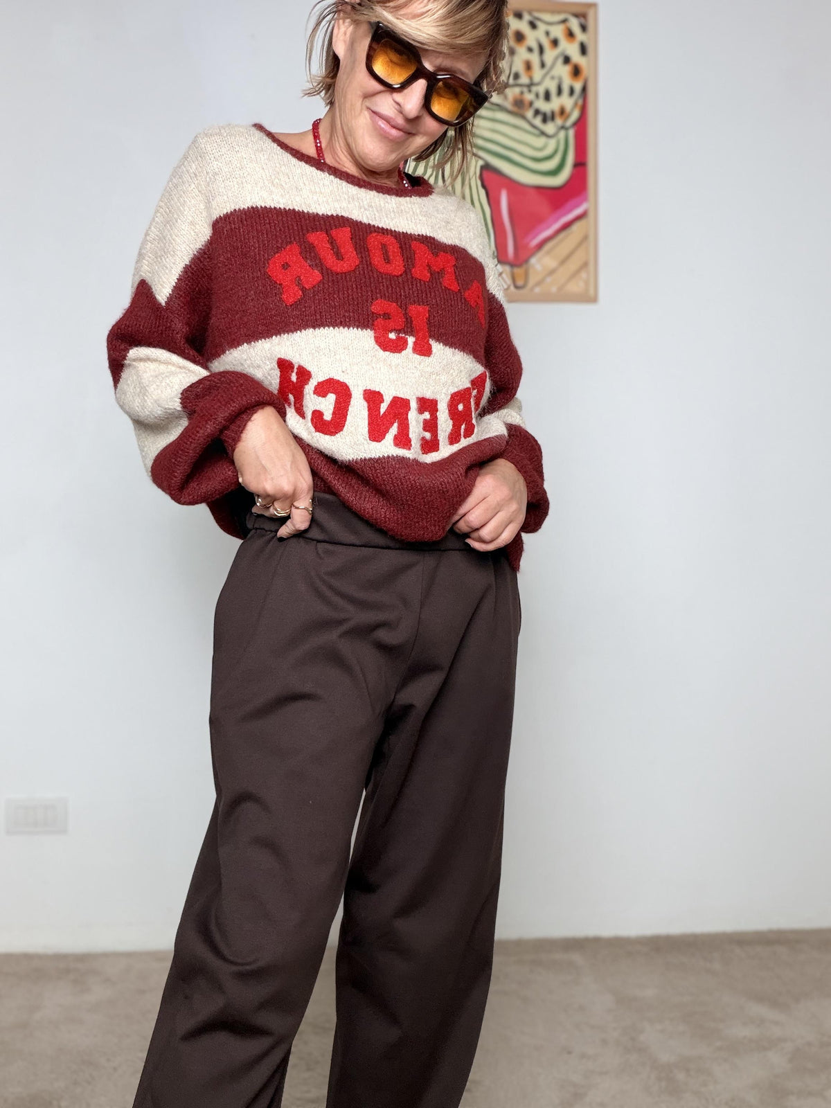 FEMALE_ Maglione Amour a Righe TV25006AMOUR/ WINE RED FEMALE 