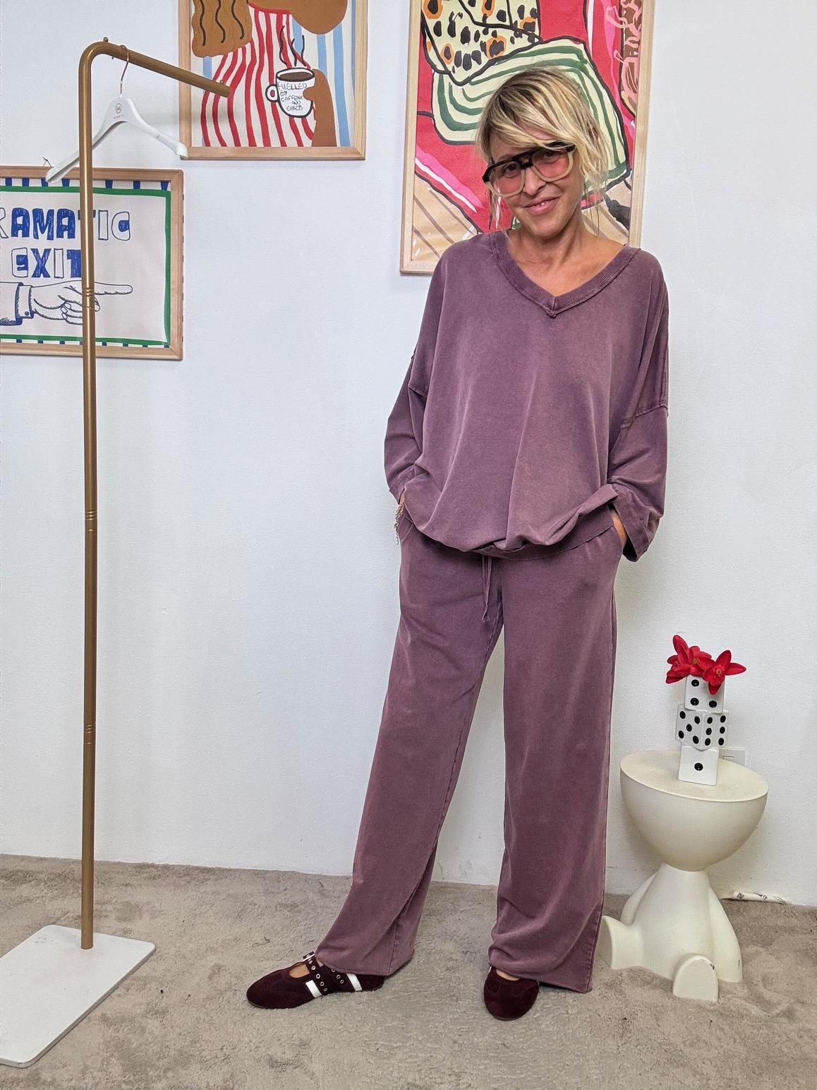 Felpa Oversize Nube Soft  Tinta in Capo VINO M54513-2/ VINO FEMALE 