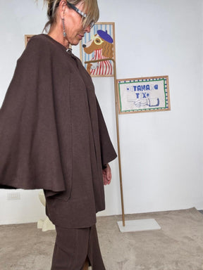 FEMALE - Giacca mantella donna elegante con top integrato  stile chic e sofisticato LA90015/ MORO FEMALE 