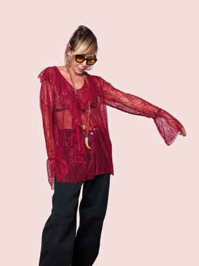 SUSY STAR - MAGLIA  PIZZO VINO ST25909/ VINO SUSY STAR 