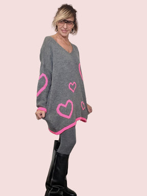 FEMALE - MAGLIA HEARTY OVERSIZE GRIGIO KMACUOREV/ GRIGIO FEMALE 