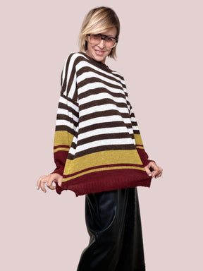 DEJA VU - MAGLIA STRIPE COZY MORO A25SS416/ MORO DEJA VU 