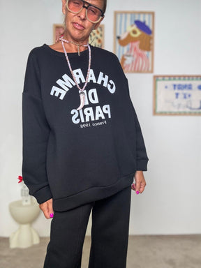 FEMALE - Felpa oversize con stampa: comfort e stile urban-chic NERA R8585/ NERA FEMALE 