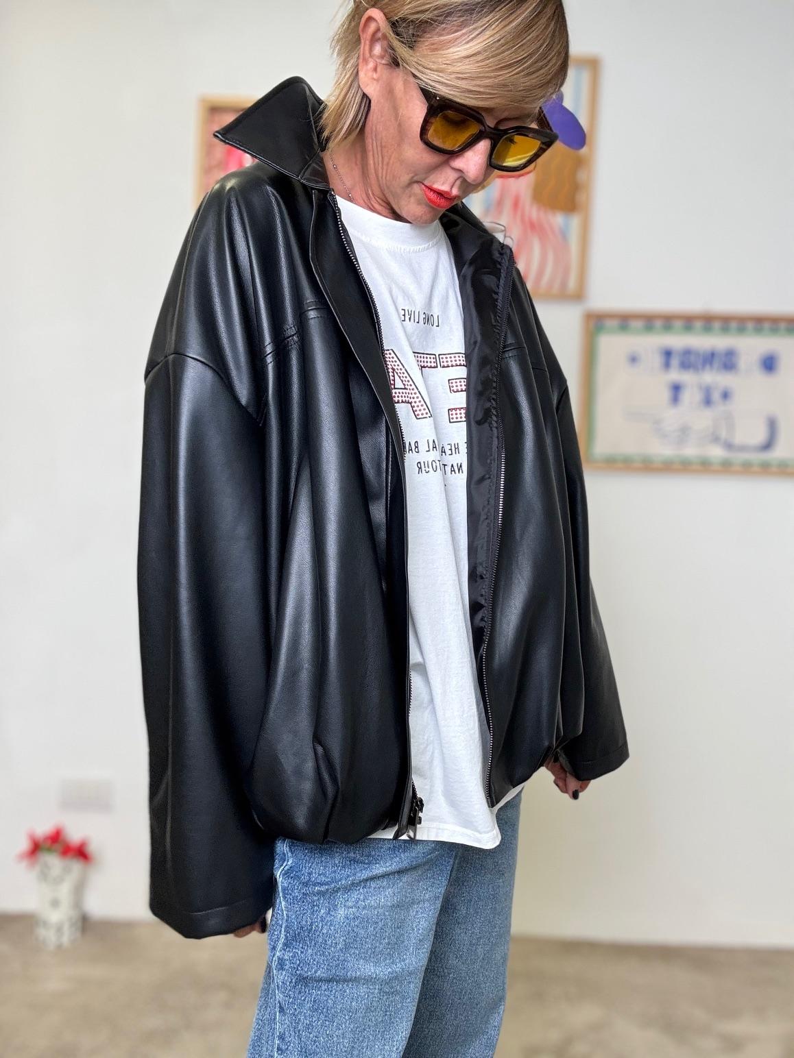 DEJA VU - Giubbotto in ecopelle effetto cool A25IS605/ NERO DEJA VU 