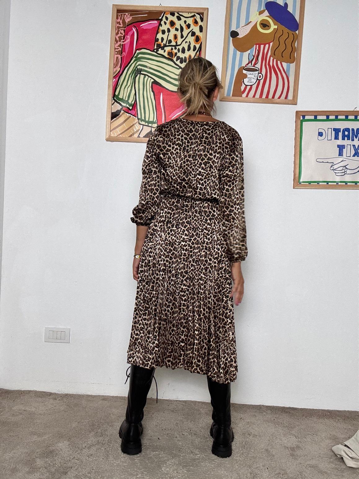 FEMALE - Abito midi con stampa animalier e cintura 19318ZGBWR/ ANIMALIER FINE FEMALE 