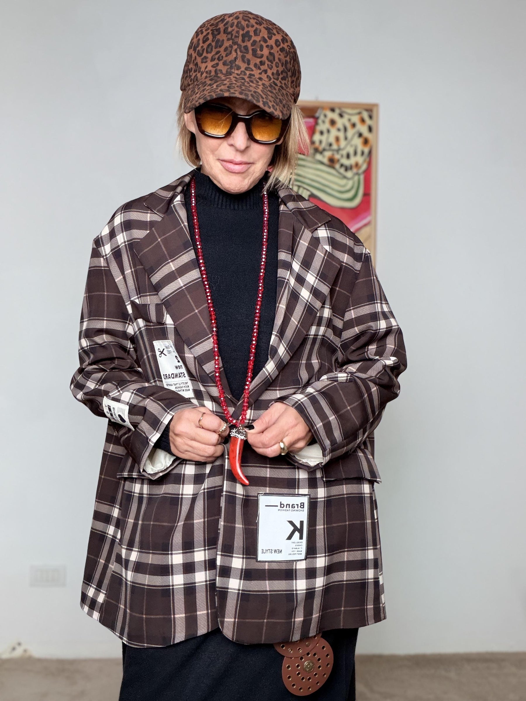 FEMALE - Giacca Over Check con Patch Urban 15060-72/ MORO FEMALE 