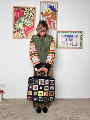 SUSY MIX  - Borsa in maglia a uncinetto con manico in bambù  Boho Color Mood MACYCRO/ FANTASIA SUSY MIX 