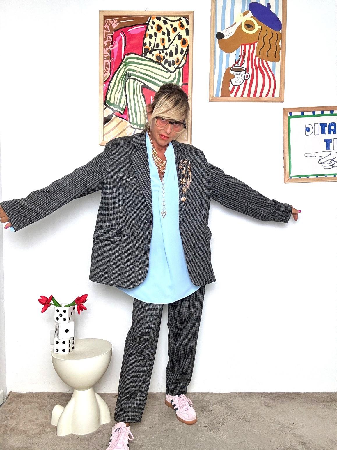 DEJA VU - Giacca donna a quadri in stile sartoriale moderno A25LU613/ CHECK DEJA VU 