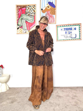 SUSY STAR - Giacca donna jacquard marrone  elegante, originale e senza tempo ST8047OLOK/ DENIM SUSY STAR 