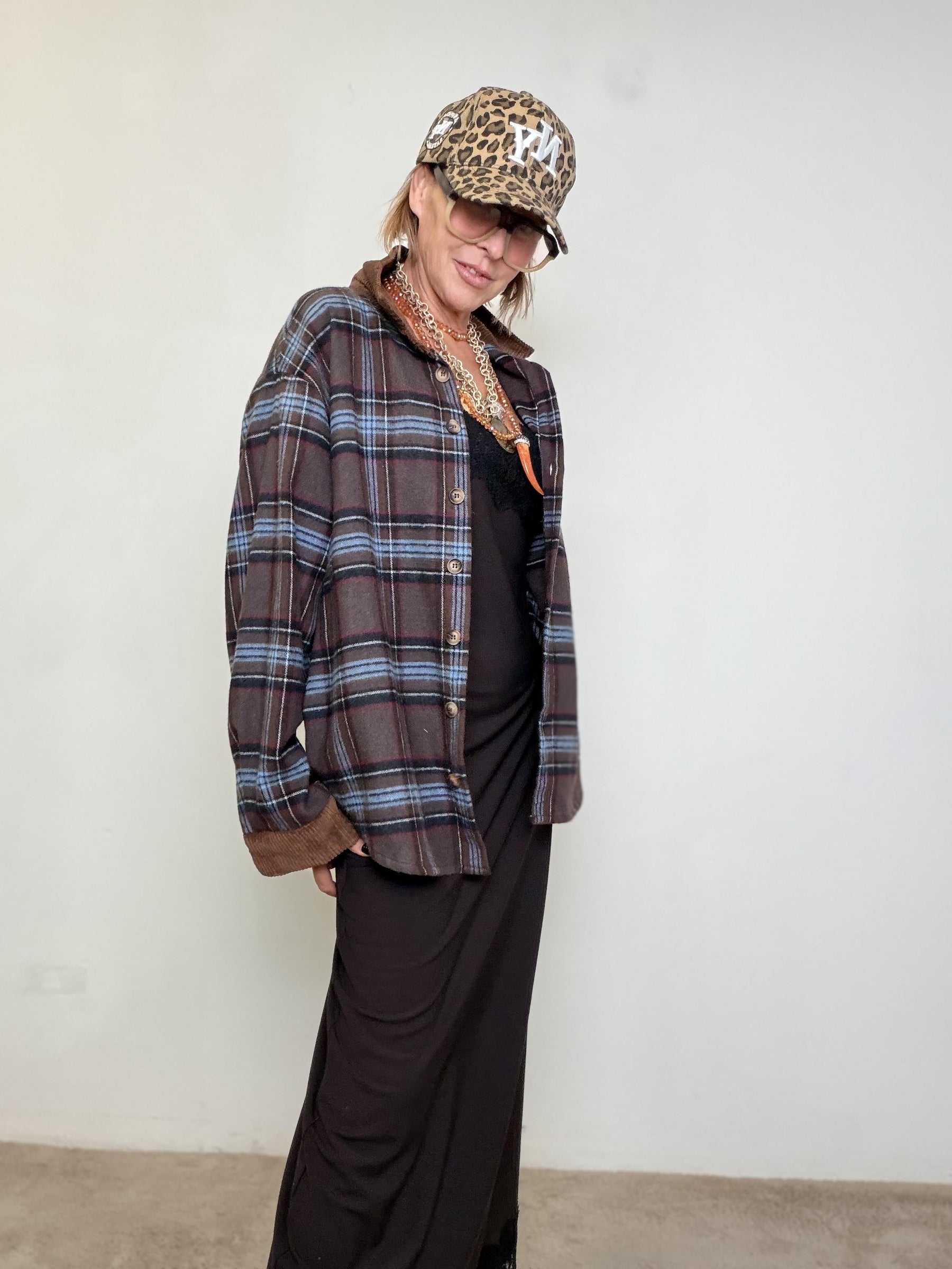 FEMALE -  Camicia Soft Check 40031/ MORO/CELESTE FEMALE 